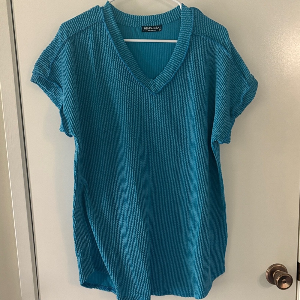Haggar Turquoise Knit V-Neck Tee